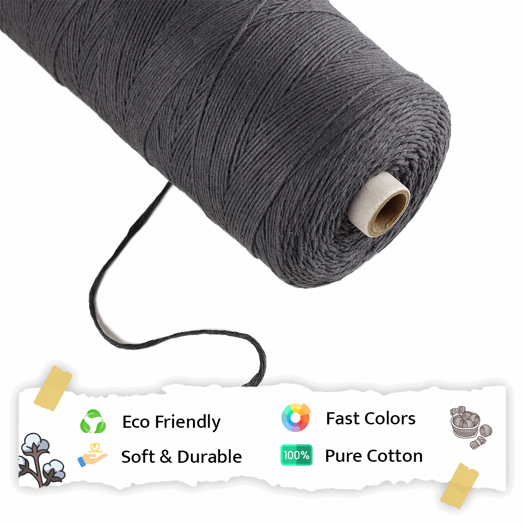 1mm Single Strand | Dark Grey | 750 Metres | 1kg Spool | Cotton |No 02