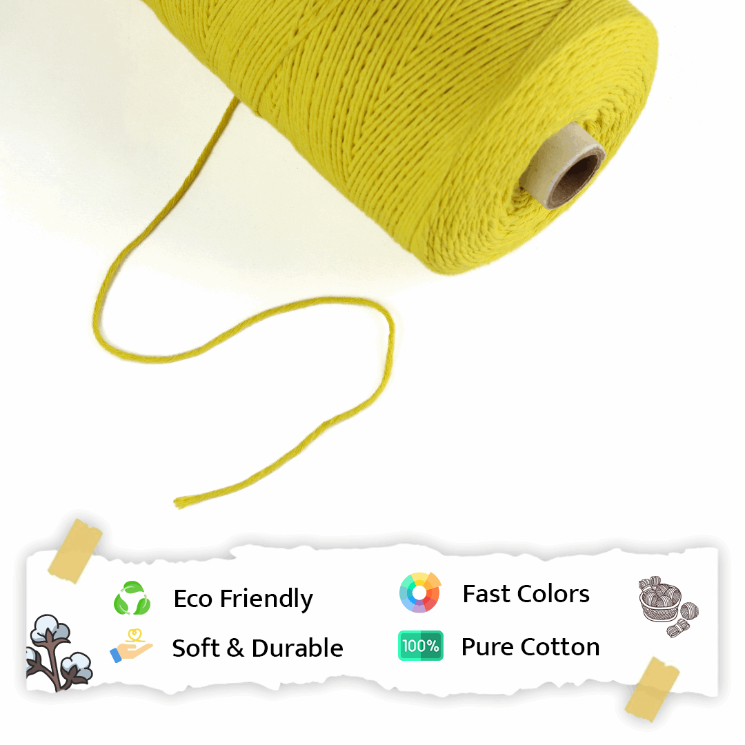 1mm Single Strand | Yellow | 750 Metres | 1kg Spool | Cotton | No 08