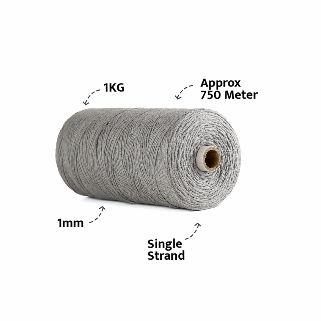 1mm Single Strand | Steel Grey | 750 Metres | 1kg Spool | Cotton | No 24