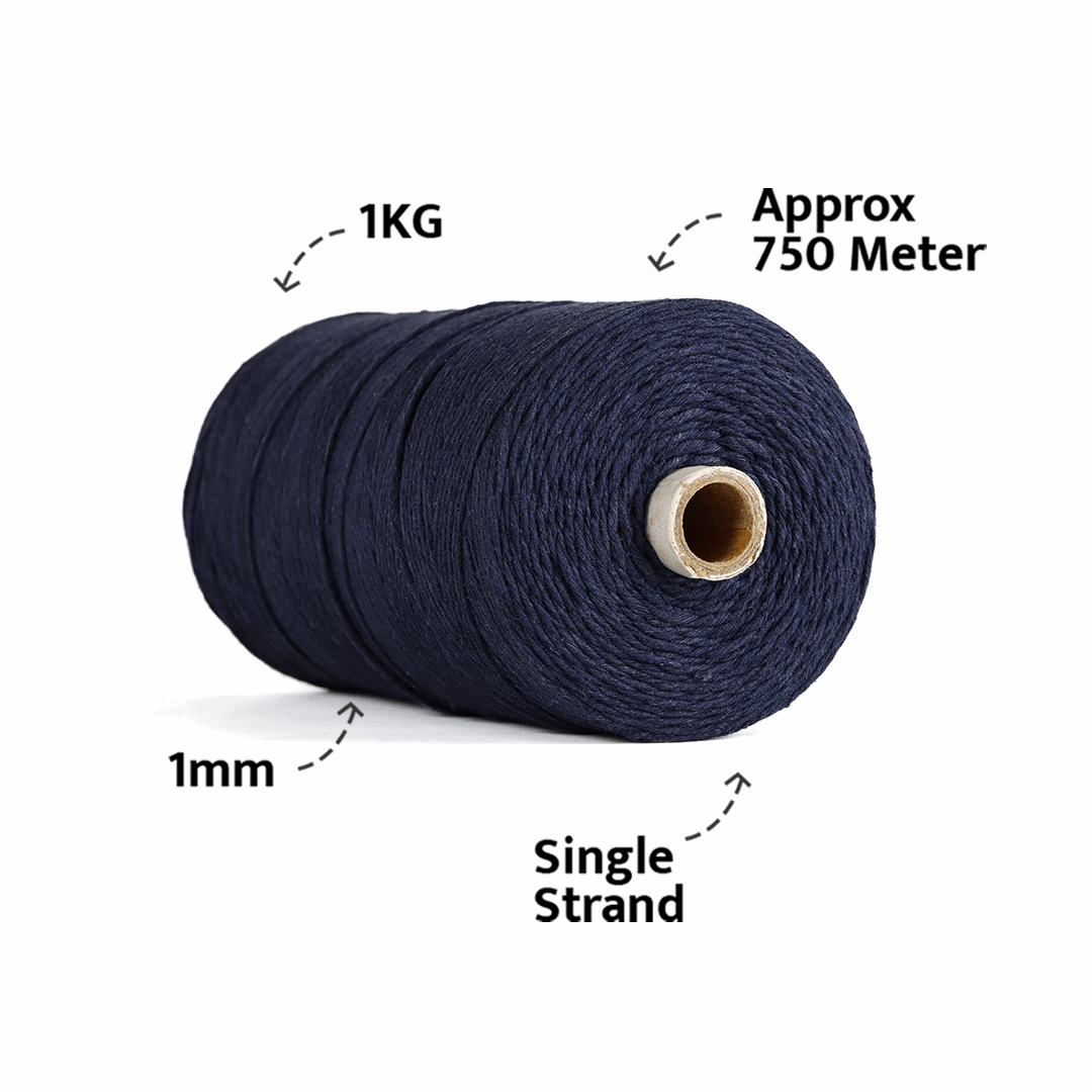 1mm Single Strand | Dark Blue | 750 Metres | 1kg Spool | Cotton |No 27