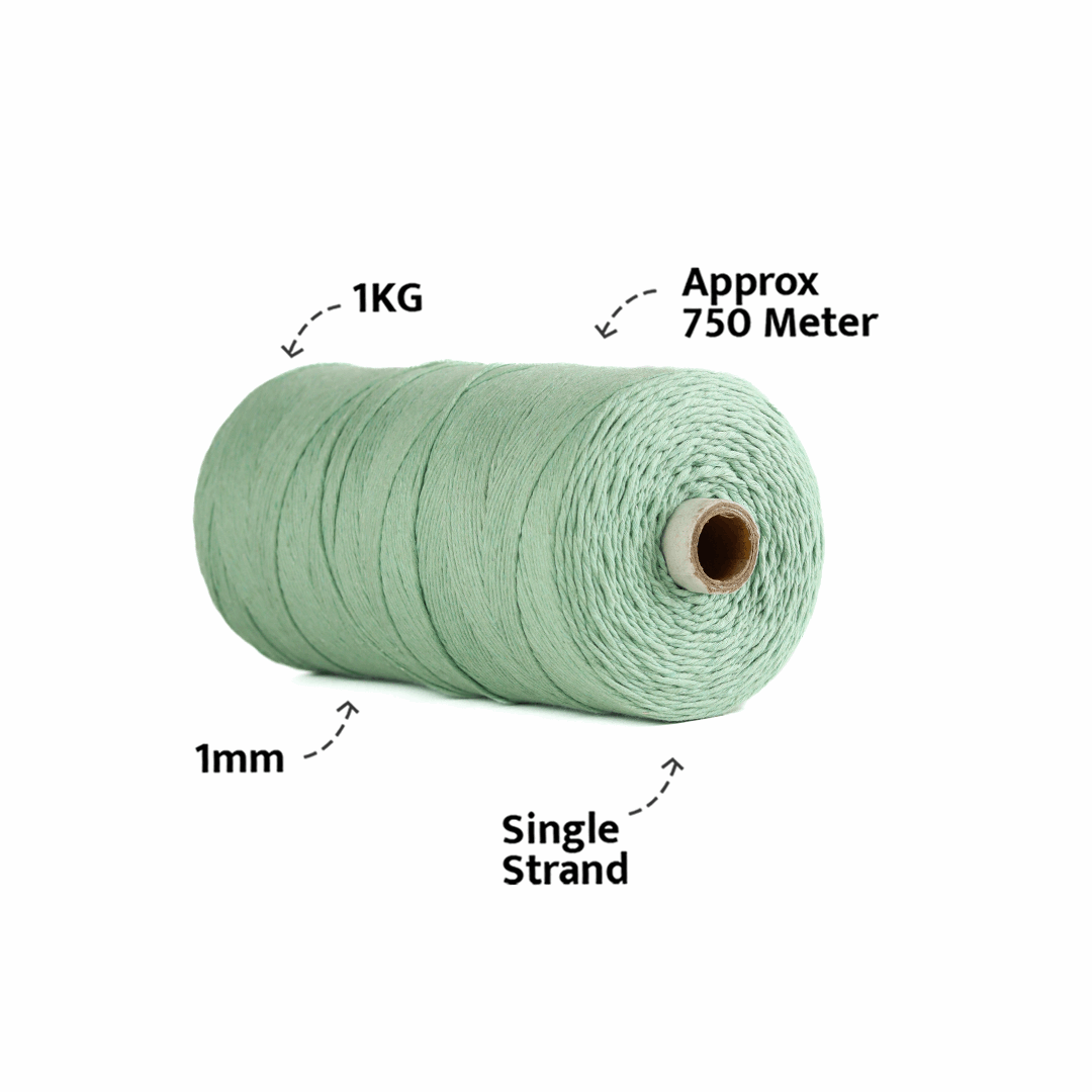 1mm Single Strand | Mint Green | 750 Metres | 1kg Spool | Cotton |No 35