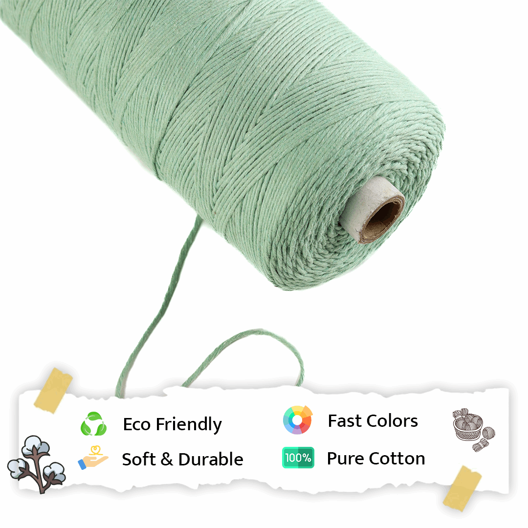 1mm Single Strand | Mint Green | 750 Metres | 1kg Spool | Cotton |No 35