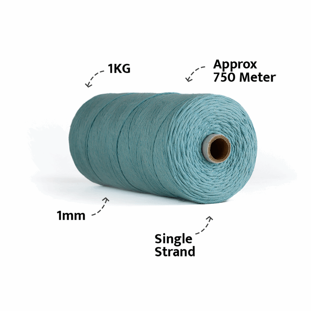 1mm Single Strand | Aqua Blue | 750 Metres | 1kg Spool | Cotton | No 40