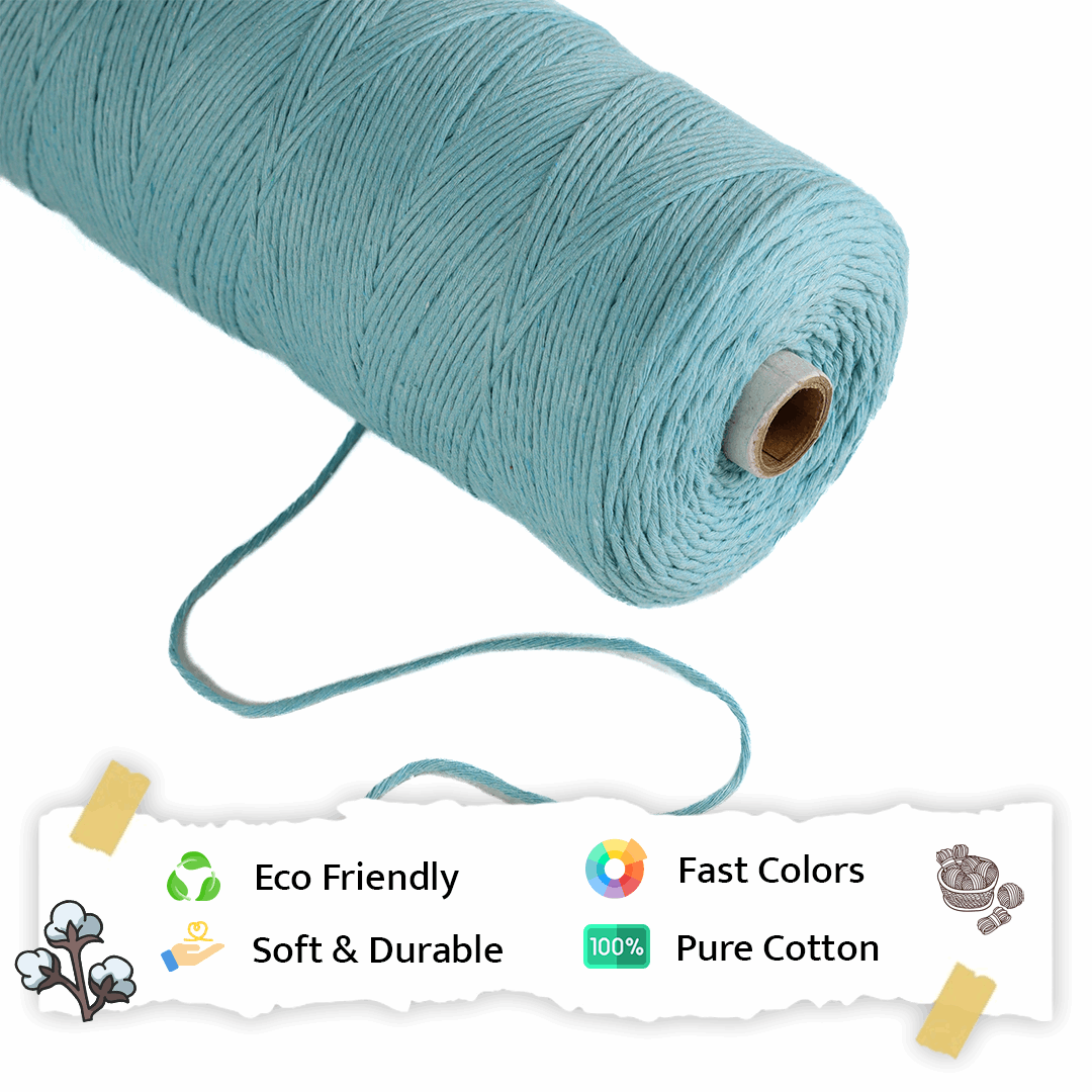 1mm Single Strand | Aqua Blue | 750 Metres | 1kg Spool | Cotton | No 40