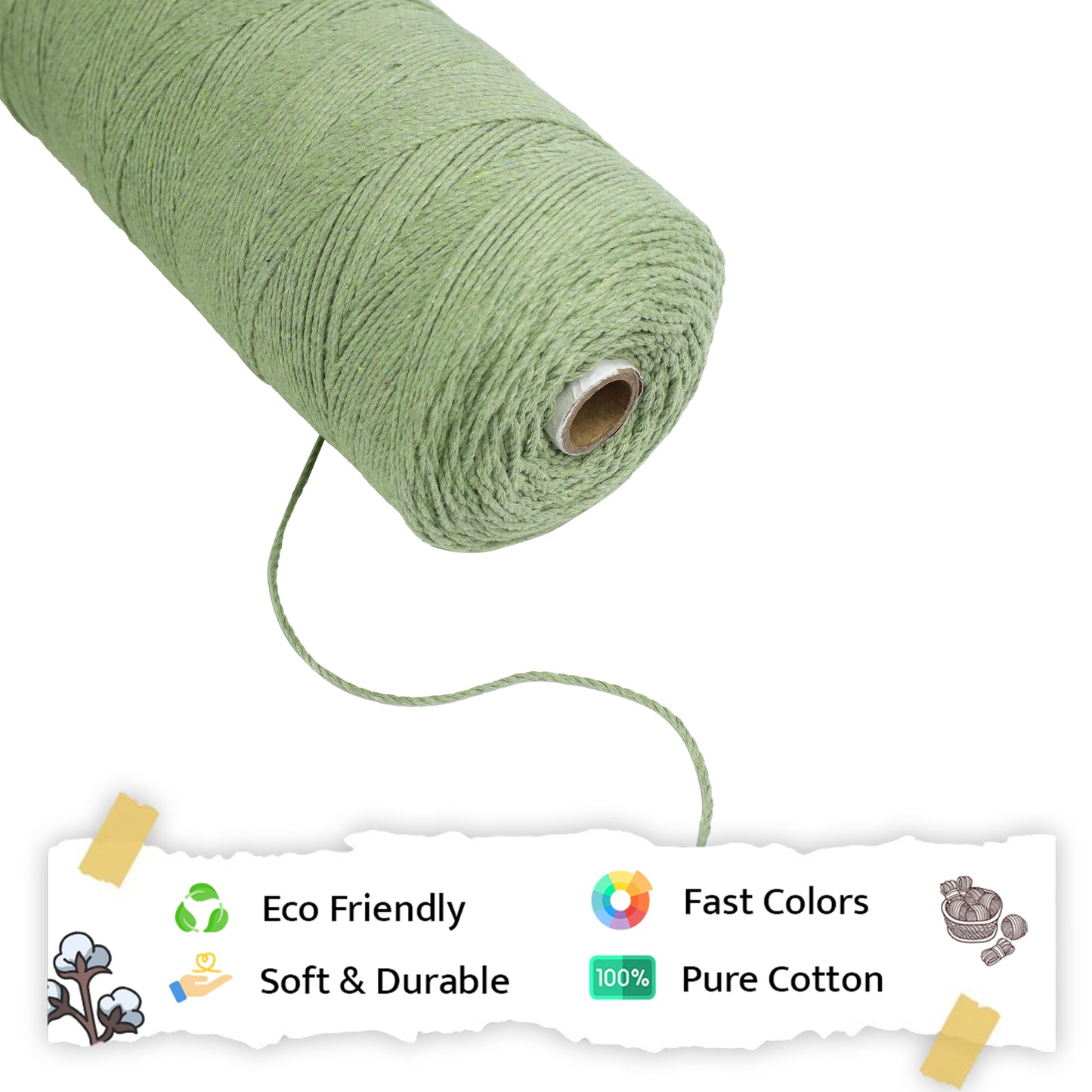 1mm ટ્વિસ્ટેડ (3Ply) | ઓલિવ ગ્રીન | 750 મીટર | 1 કિલો સ્પૂલ | કપાસ
