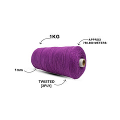 1mm Twisted (3Ply) | Reddish Purple | 750 Metres | 1kg Spool | Cotton | No 36