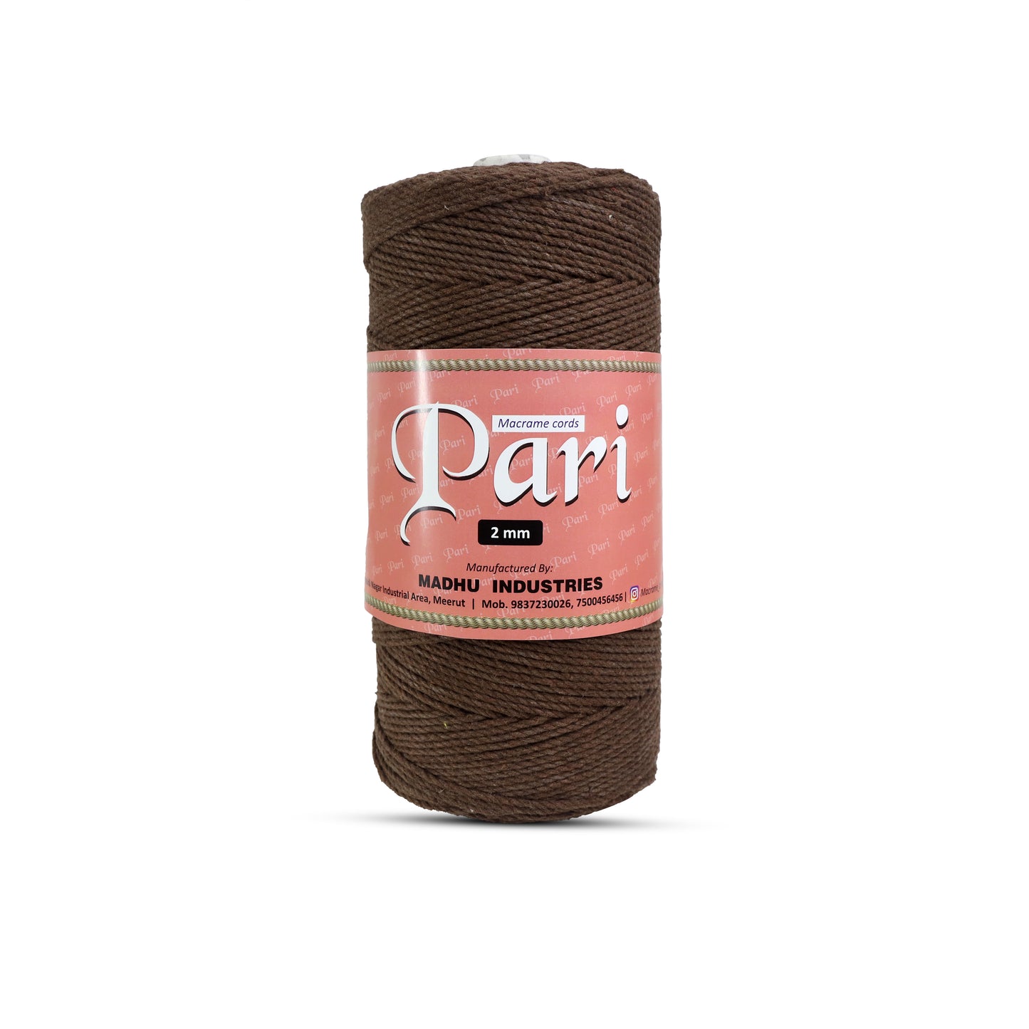 2mm ટ્વિસ્ટેડ (3Ply) | આછો બ્રાઉન | 350 - 400 મીટર | 1 કિલો સ્પૂલ | કપાસ