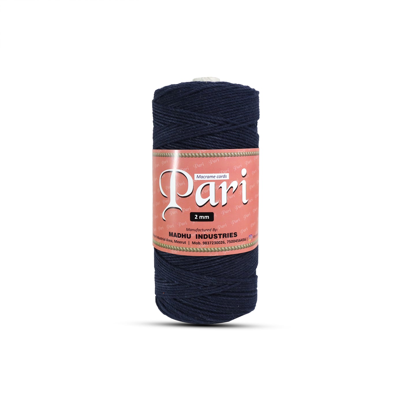 2mm ટ્વિસ્ટેડ (3Ply) | ઘેરો વાદળી | 350 - 400 મીટર | 1 કિલો સ્પૂલ | કપાસ