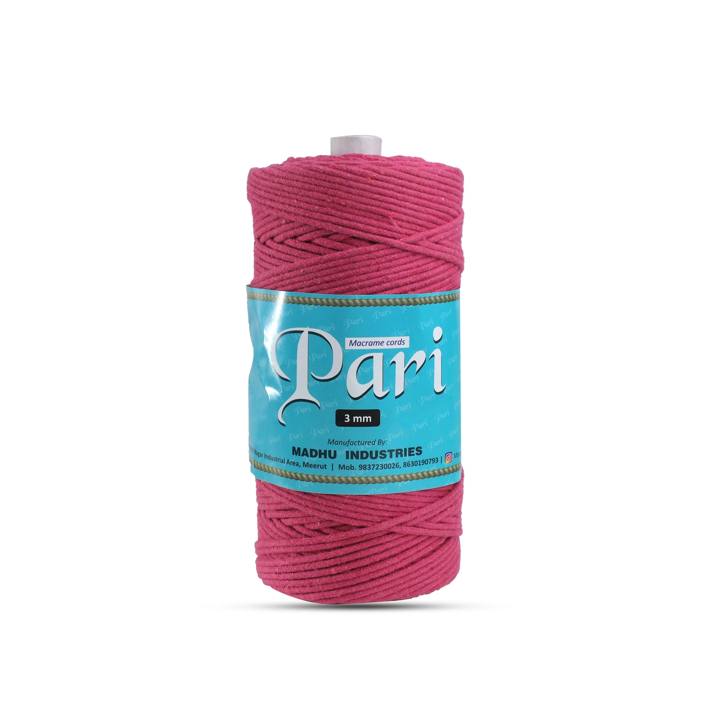 3mm Braided | Hot Pink | 200-250 Metres | 1Kg Spool | Cotton | No 16