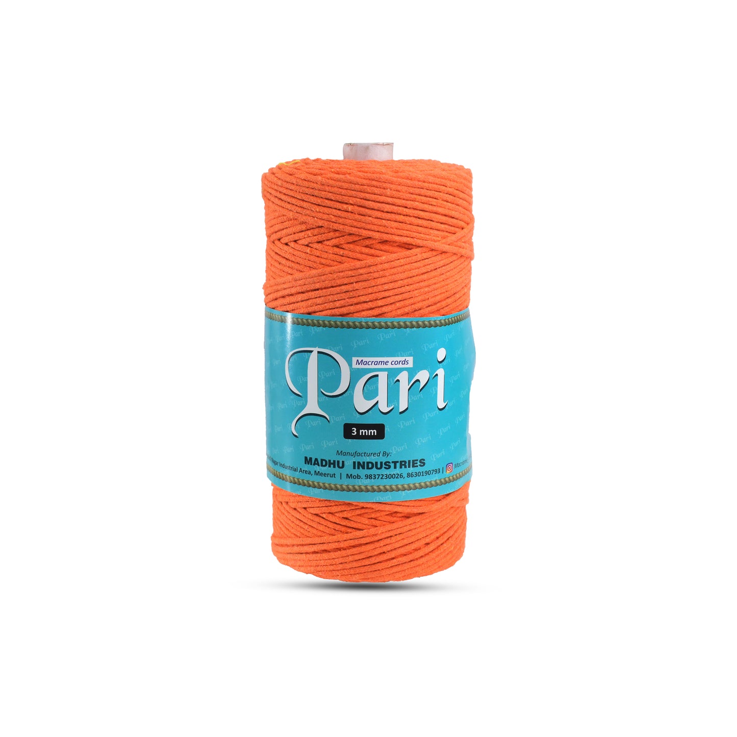 3mm Braided | Orange | 200-250 Metres | 1Kg Spool | Cotton | No 19