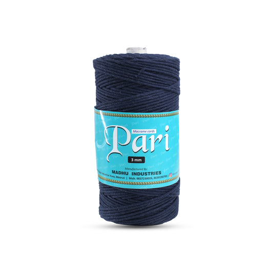 3mm Braided | Dark Blue | 200-250Metres | 1 Kg Spool | Cotton | No 27