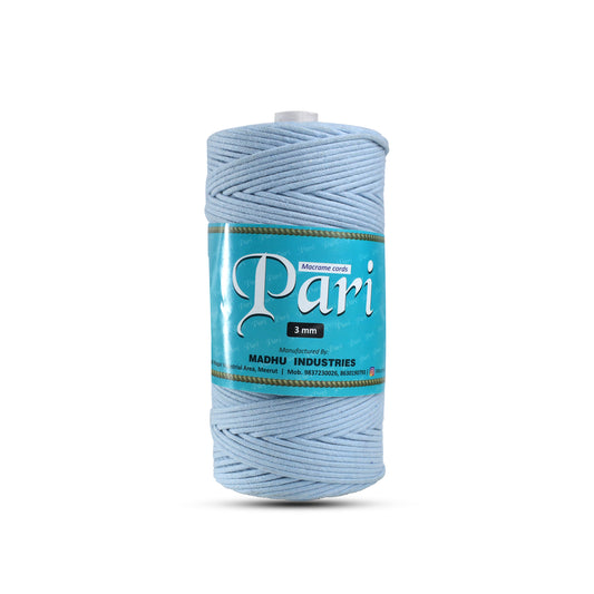 3mm Braided | Ice Blue | 200-250 Meters | 1Kg Spool | Cotton | No 32