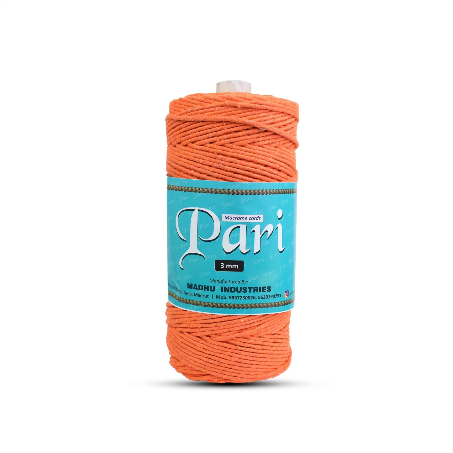 3mm Single Strand | Orange | 200 - 250 Metres | 1kg Spool | Cotton | No 19
