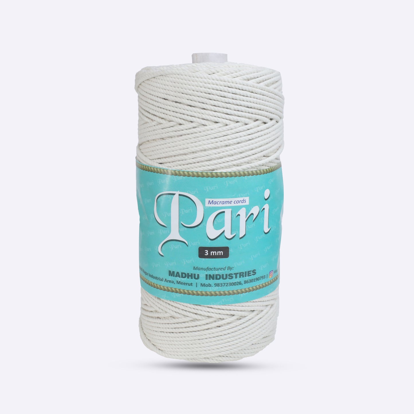 3mm Twisted (3Ply) | Off White | 200 - 250 Metres | 1kg Spool | Cotton | No 04