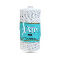 3mm Twisted (3Ply) | Pure White | 200 - 250 Metres | 1kg Spool | Cotton | No 03