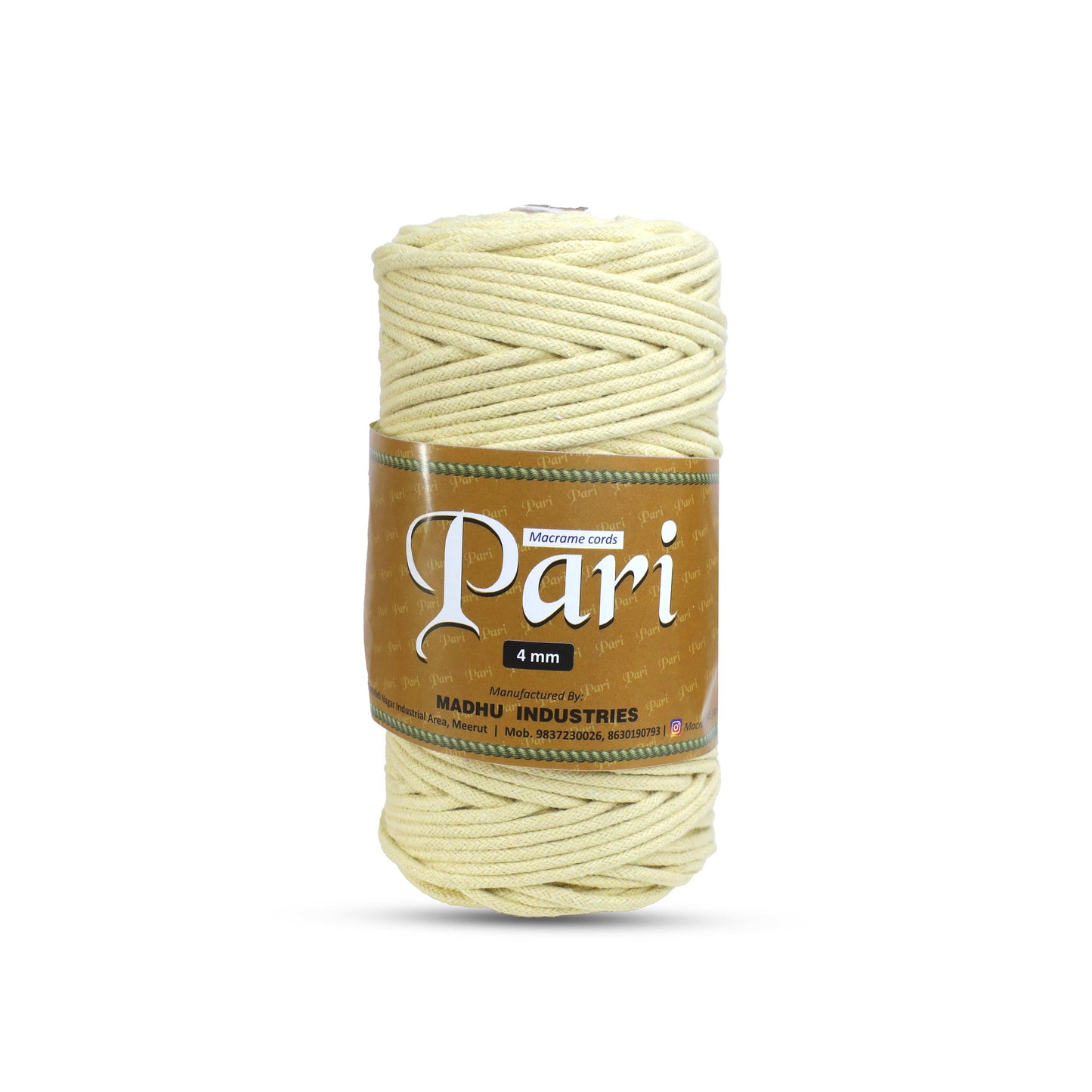 4mm Braided | Light Yellow | 140 Meters | 1Kg Spool | Cotton | No 09