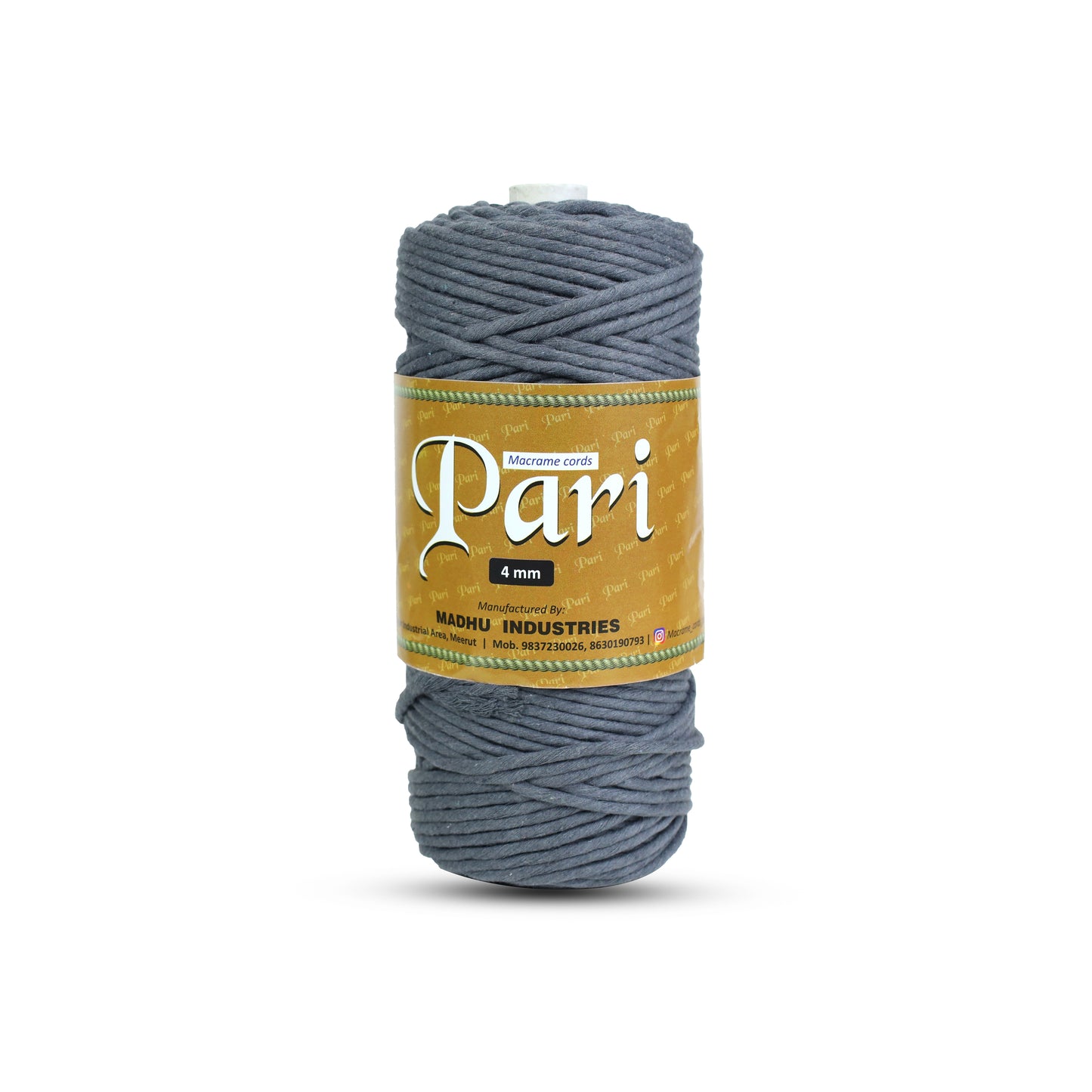 4mm Single Strand | Dark Grey | 150 Metres | 1kg Spool | Cotton |No 02