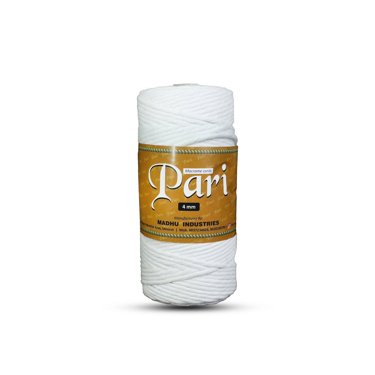 4mm Single Strand | Pure White | 150 Metres | 1kg Spool | Cotton |No 03