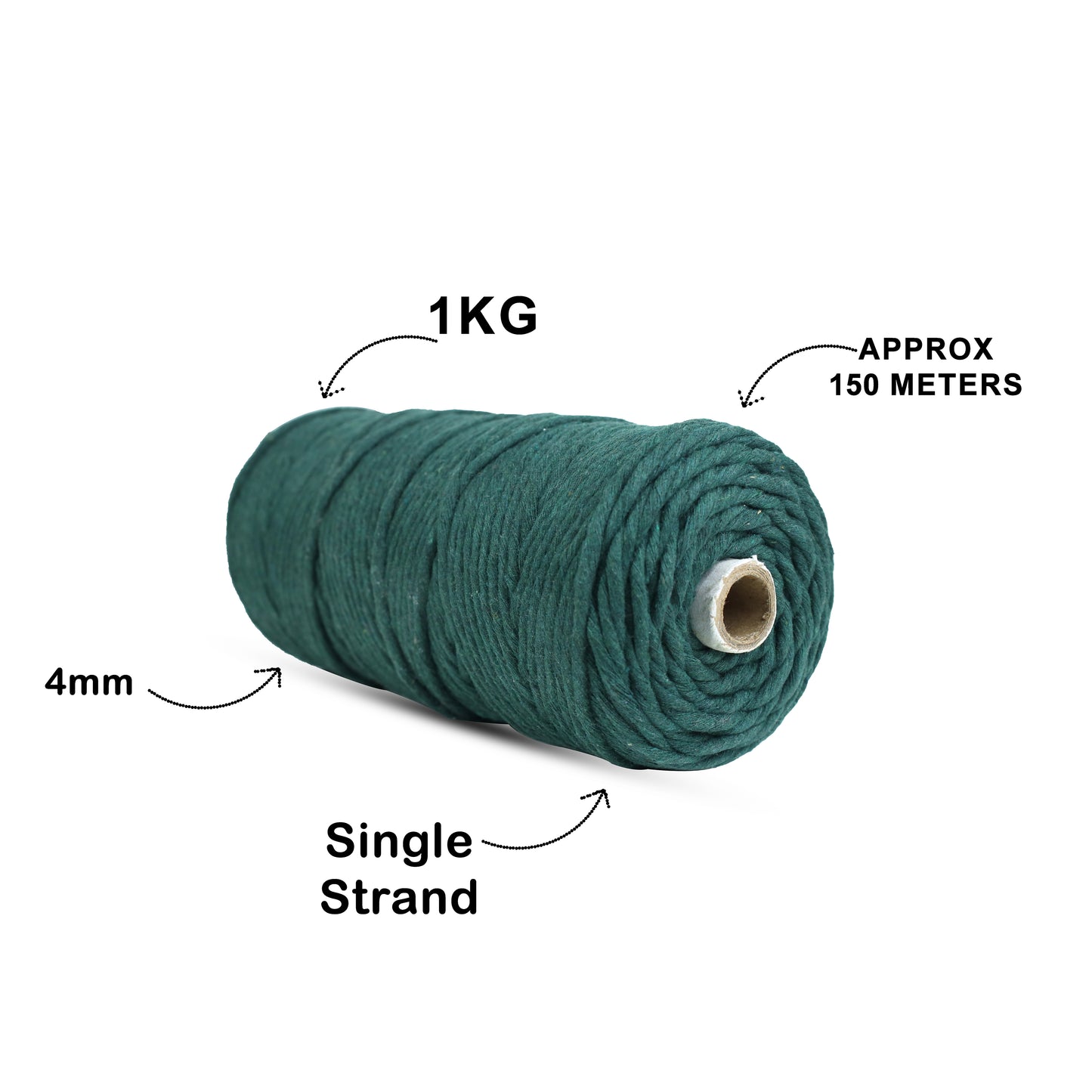 4mm Single Strand | Forrest Green | 150 Metres | 1kg Spool | Cotton |No 10