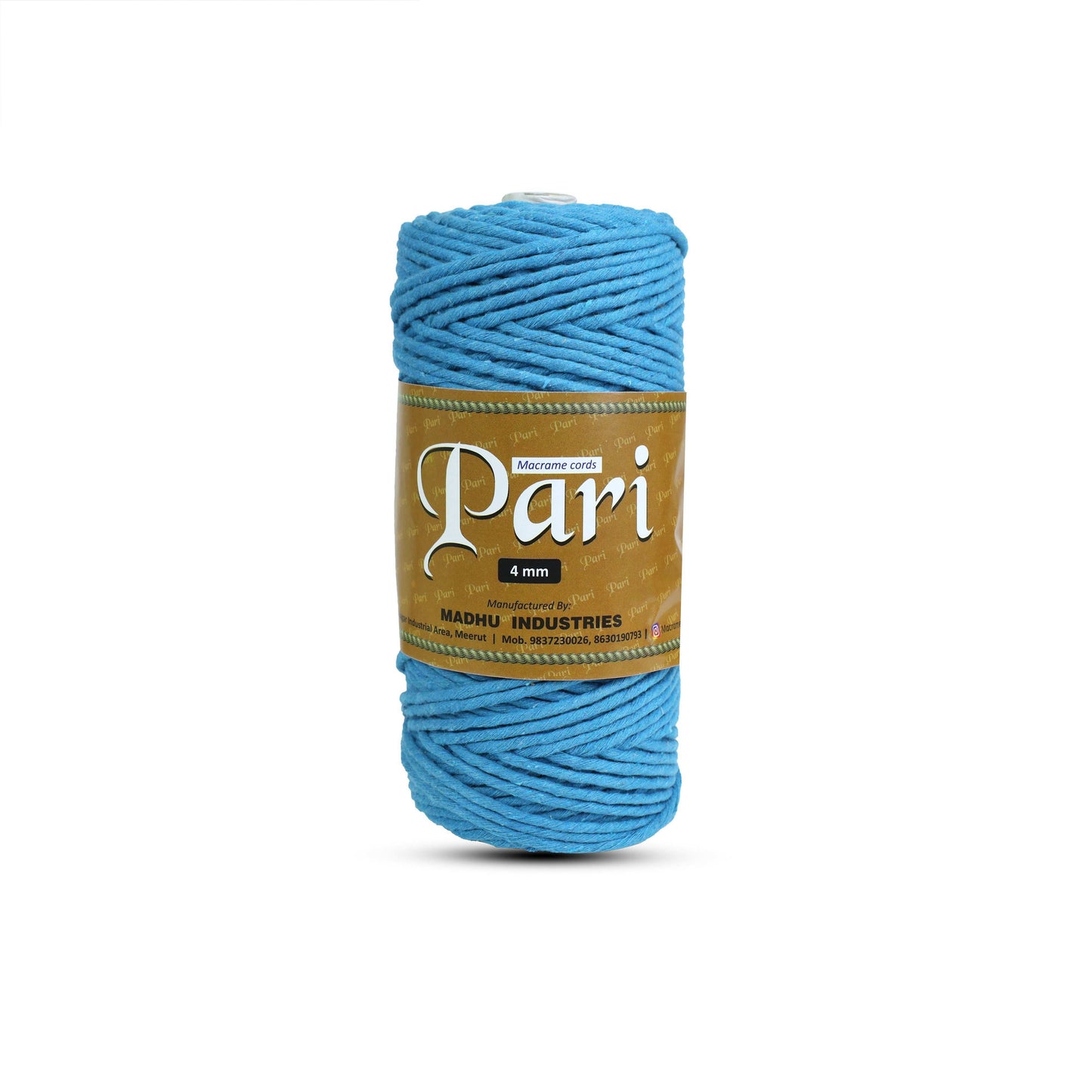 4mm Single Strand | Bright Blue | 150 Metres | 1kg Spool | Cotton |No 22