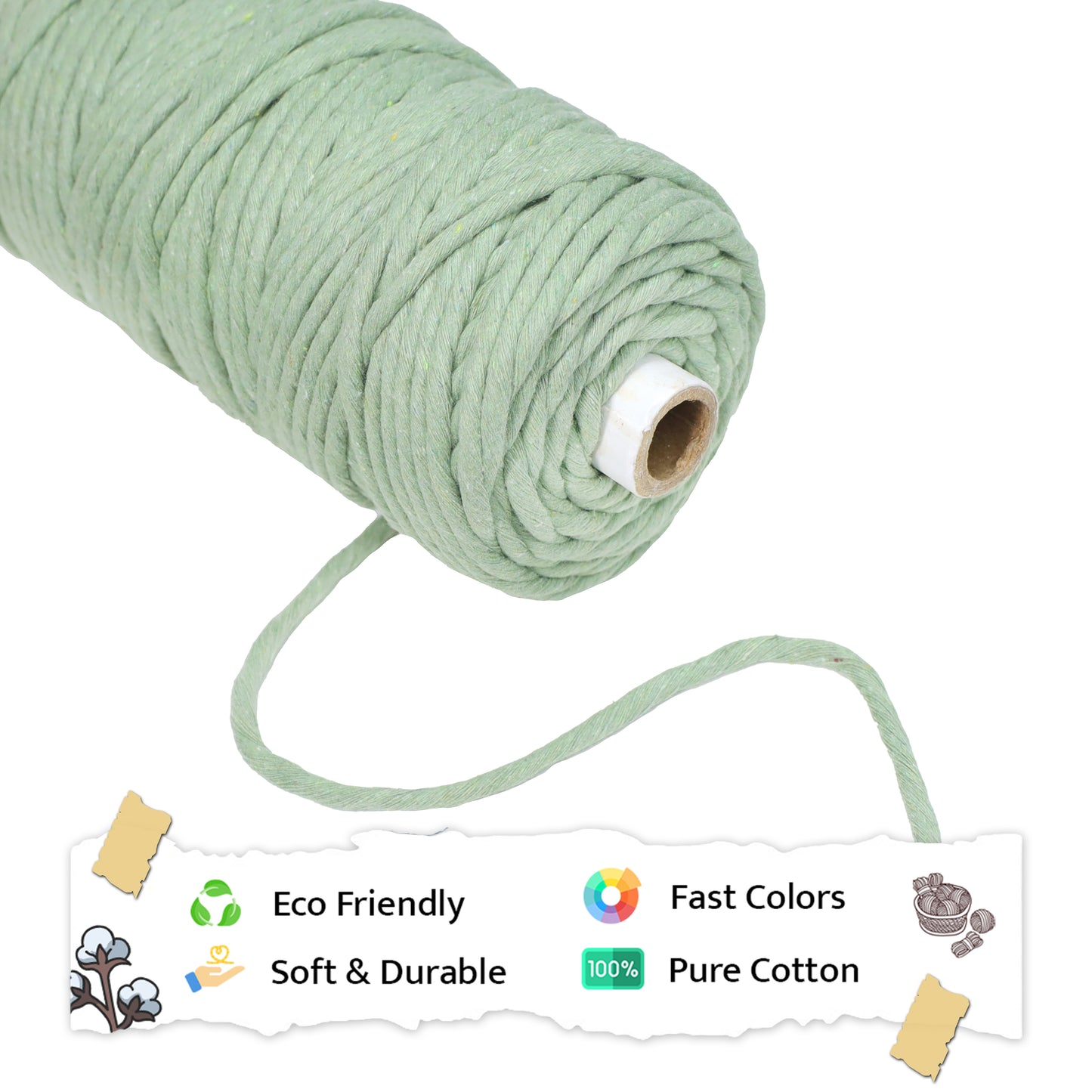 5mm Single Strand | Olive Green | Approx 100 Metres | 1kg Spool | Cotton | No 14