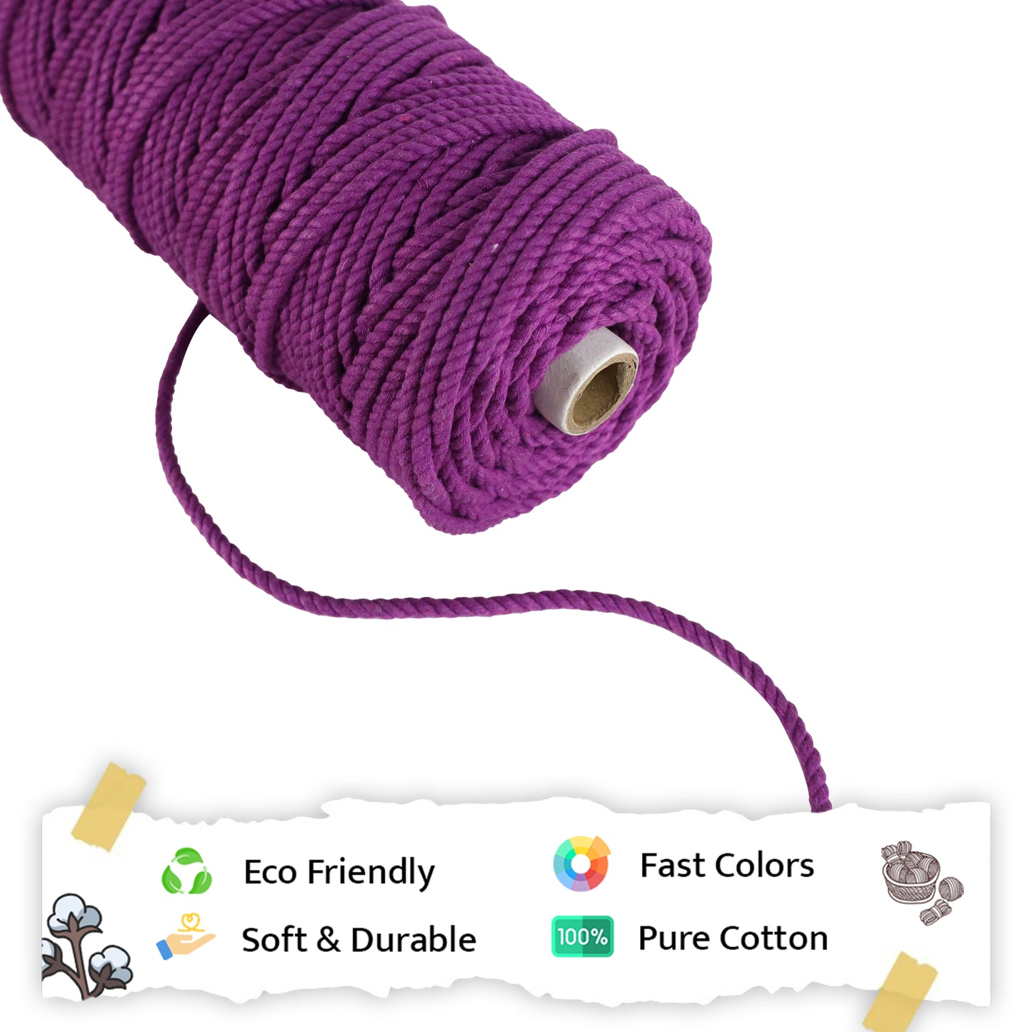 5mm Twisted (3Ply) | Reddish Purple | Approx 100 Metres | 1kg Spool | Cotton | No 36