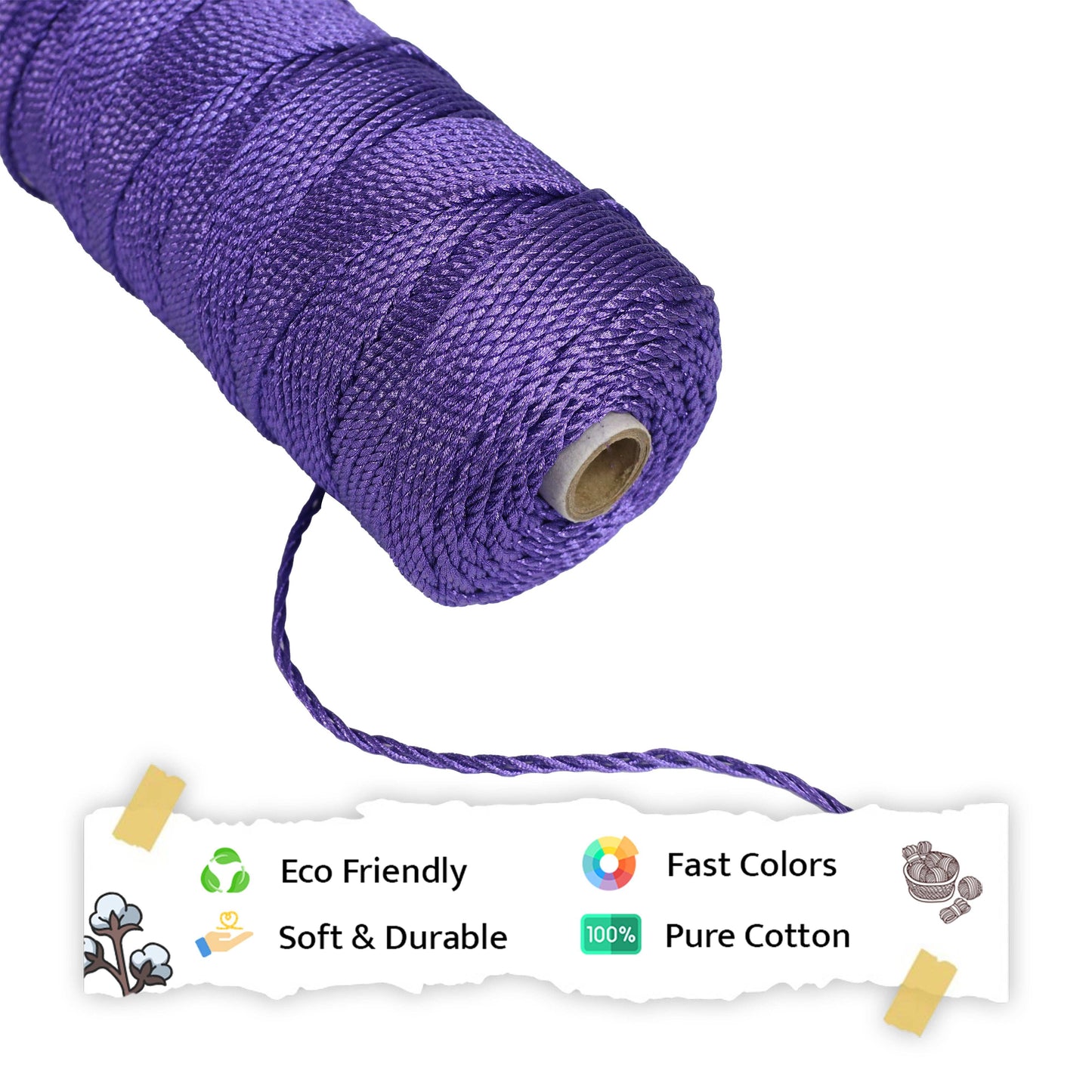 3mm Twisted 3ply Metallic / Zari Cords | Violet | Approx 200 - 250 Metres | 1kg Spool