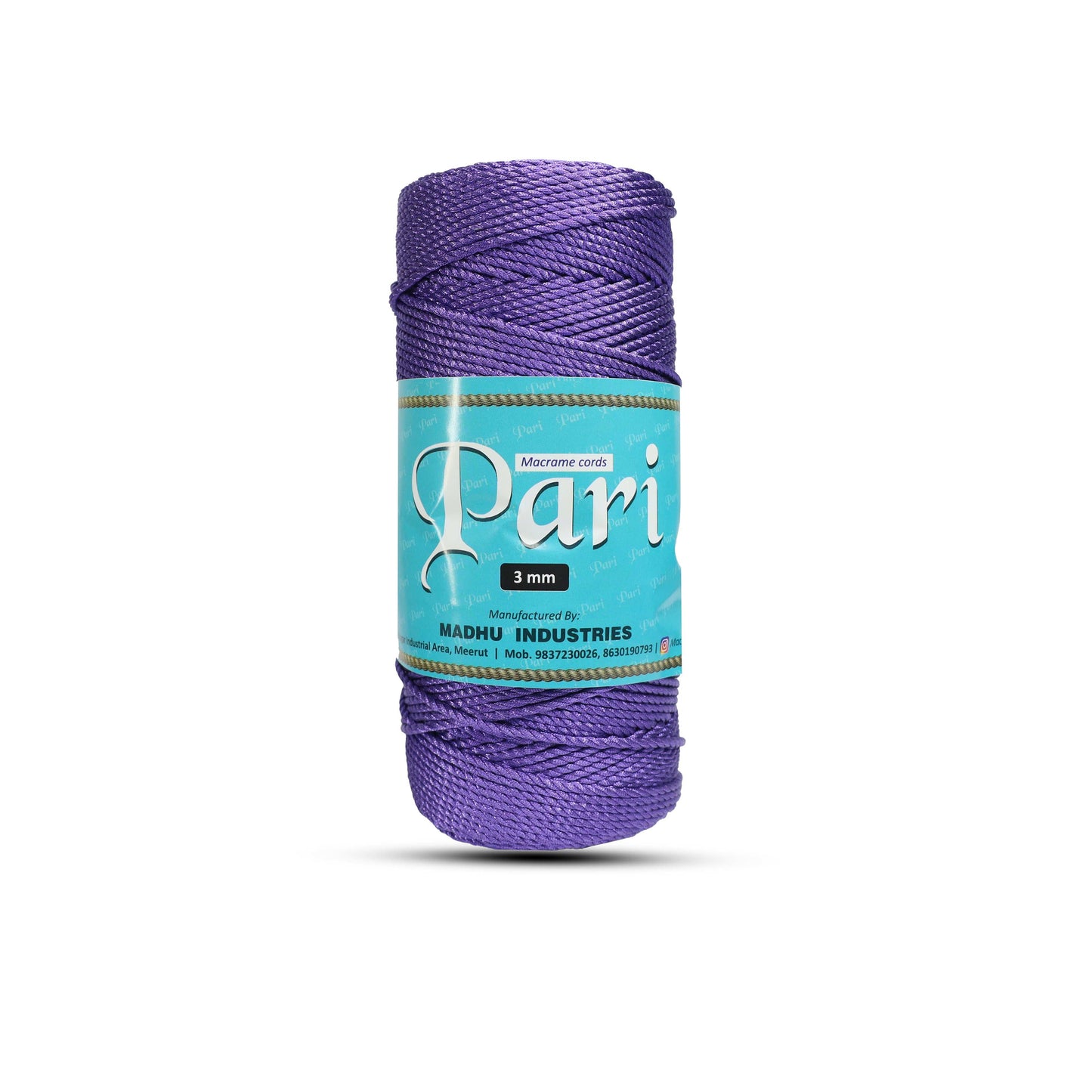 3mm Twisted 3ply Metallic / Zari Cords | Violet | Approx 200 - 250 Metres | 1kg Spool