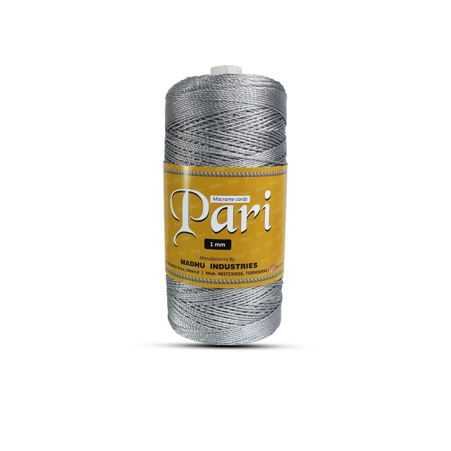 1mm Twisted 3ply Metallic / Zari Cords | Silver | Approx 750 - 800 Metres | 1kg Spool