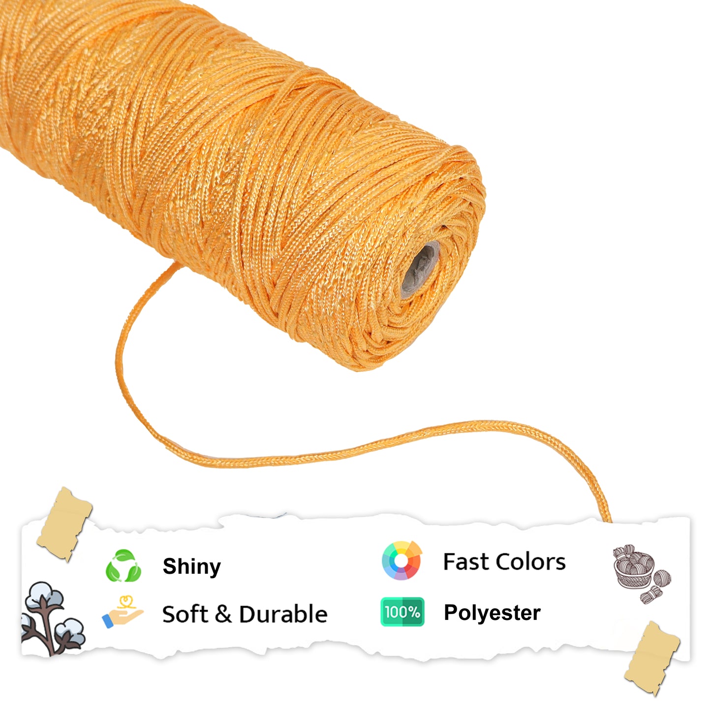 4mm Braided Polyester Outside Cotton Inside | Golden Mustard | 150 Metres | 1kg Spool