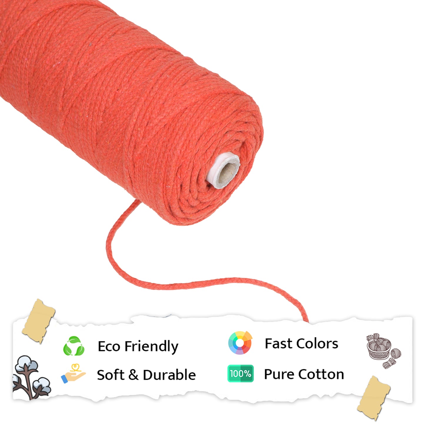 4mm Knitted | Rust | 140 Meters | 1Kg Spool | Cotton