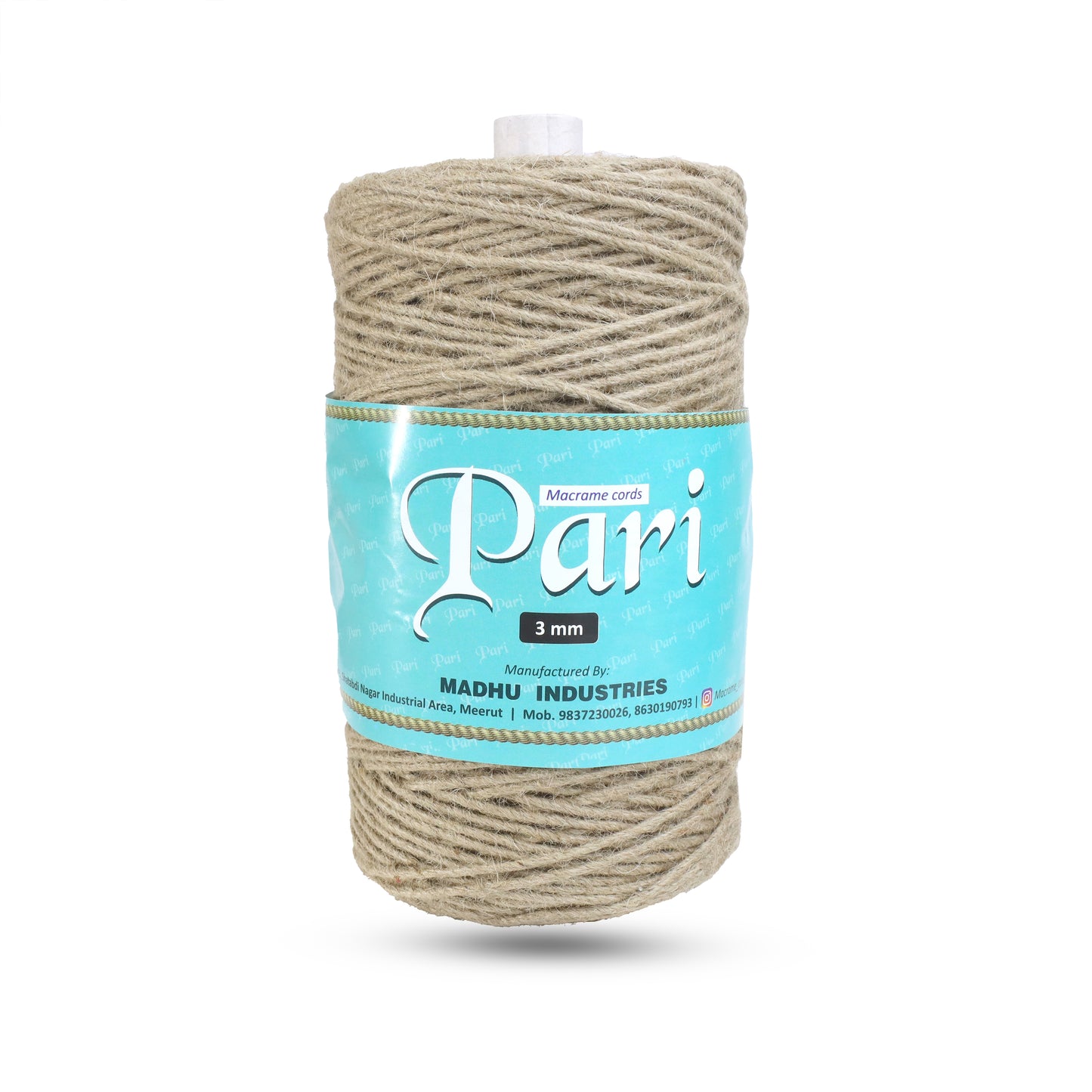 3mm Twisted (3Ply) | Jute Rope | 200 - 250 Metres | 1kg Spool