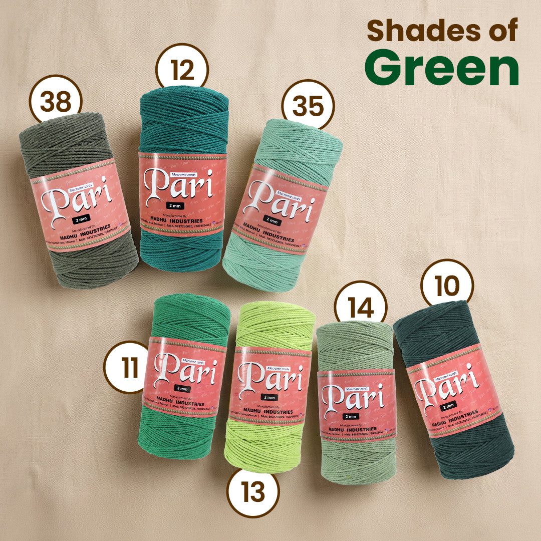 2mm ટ્વિસ્ટેડ (3Ply) | વન લીલા | 350 - 400 મીટર | 1 કિલો સ્પૂલ | કપાસ