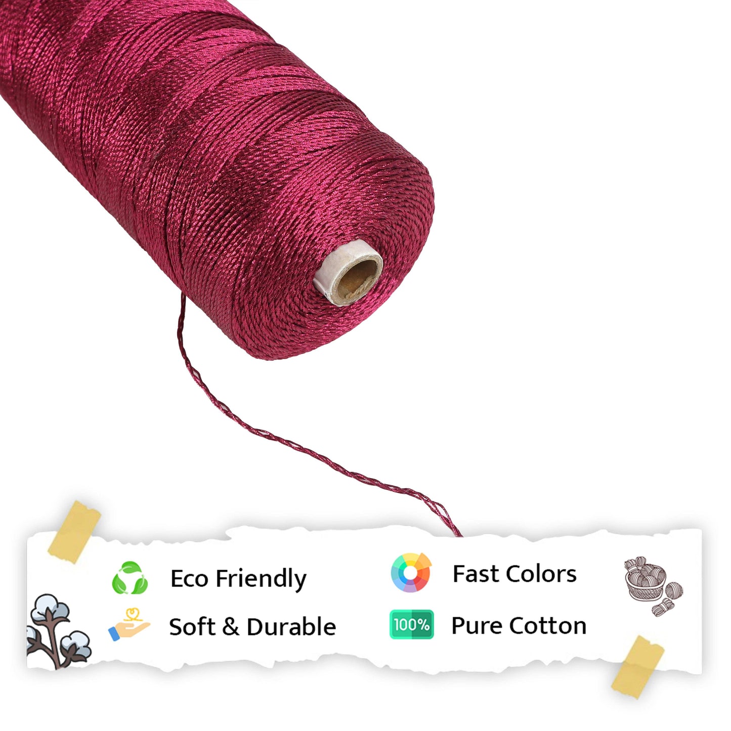1mm Twisted 3ply Metallic / Zari Cords | Red | Approx 750 - 800 Metres | 1kg Spool