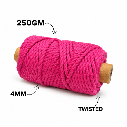 4mm Twisted (3Ply) | 5 Random Colour Pack | 250gm