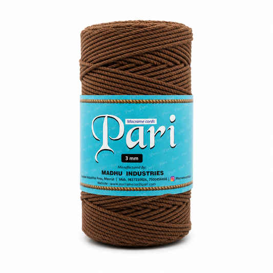 3mm Twisted (3Ply) | Coffee Brown | 200 - 250 Metres | 1kg Spool | Cotton | No 05