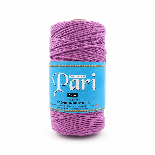 3mm Twisted (3Ply) | Mauve Colour | 200 - 250 Metres | Cotton | 1 KG Spool