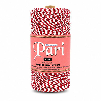 2mm Twisted Multicolor | Red+Off white | Approx 350-400 meters | 1Kg