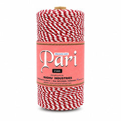 2mm Twisted Multicolor | Red+Off white | Approx 350-400 meters | 1Kg