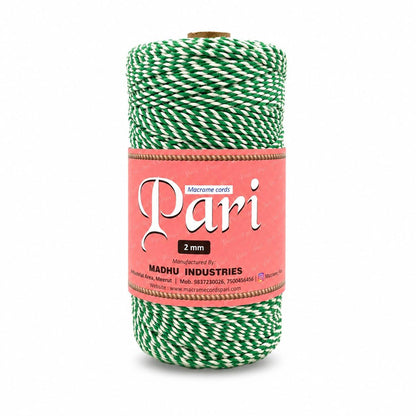 2mm Twisted Multicolor | Green+Off white | Approx 350-400 meters | 1Kg