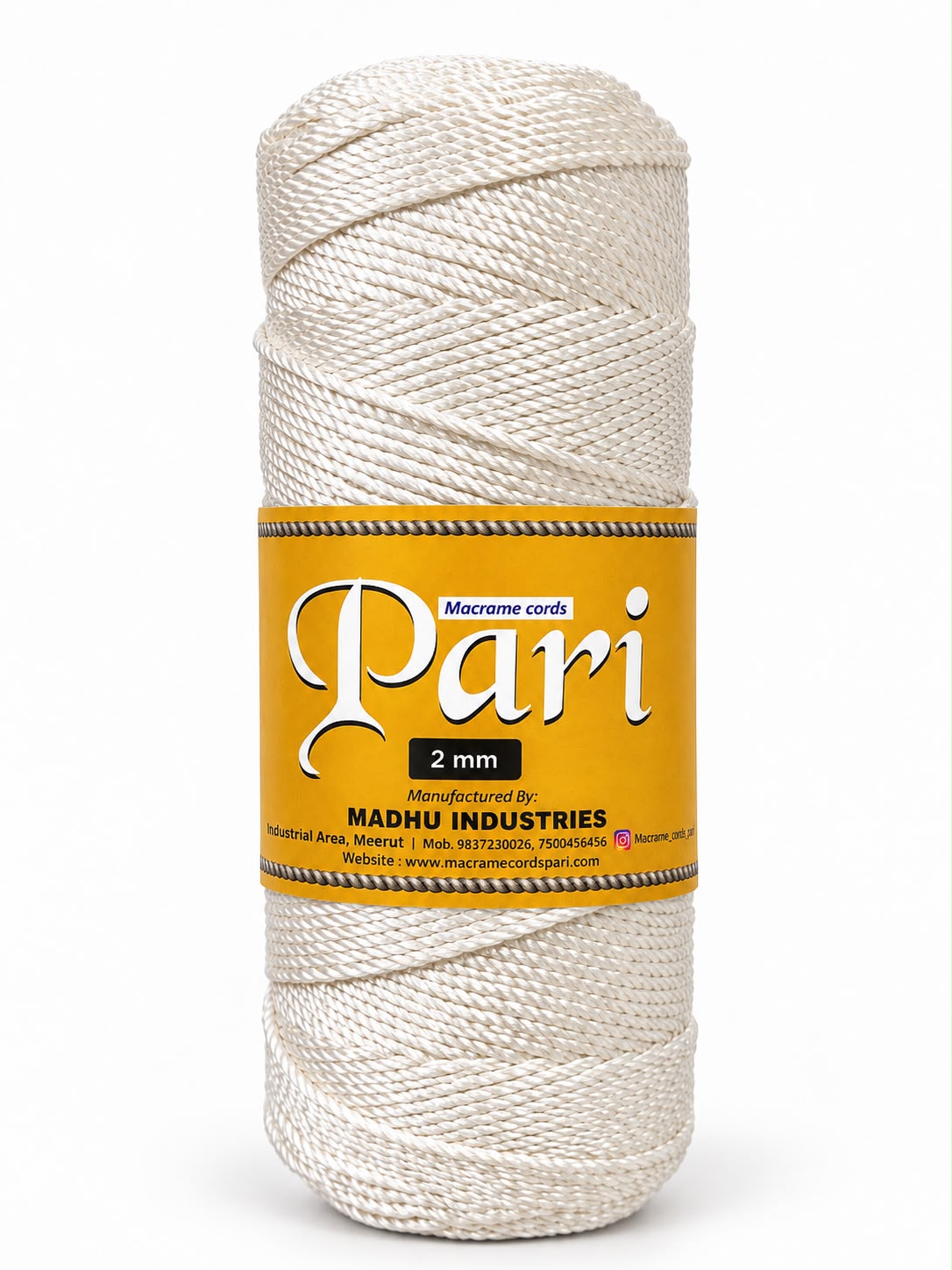 2mm Twisted Polyester |Pearl White | 350 Meters 1Kg Spool
