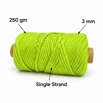 3mm Single Strand | 5 Random Colour Pack |250gm Spool | Cotton