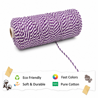2mm, Twisted Multicolor | Purple+Pure White | Approx 350-400 meters | 1Kg