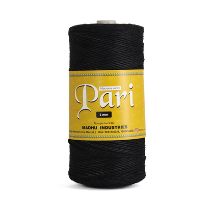 1mm Single Strand | Black | 750 Metres | 1kg Spool | Cotton | No 01