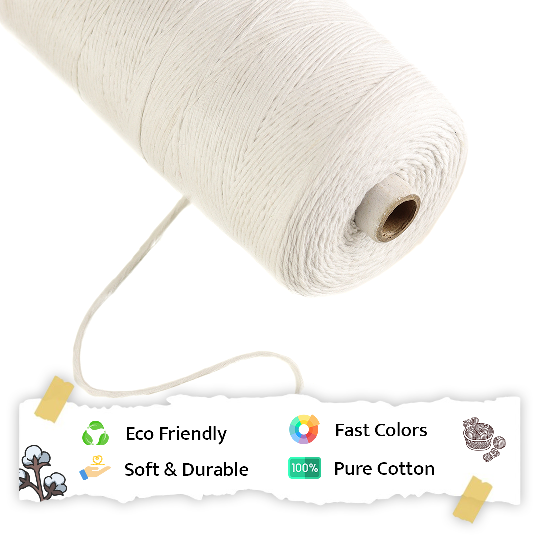 1mm Single Strand | Pure White | 750 Metres | 1kg Spool | Cotton | No 03