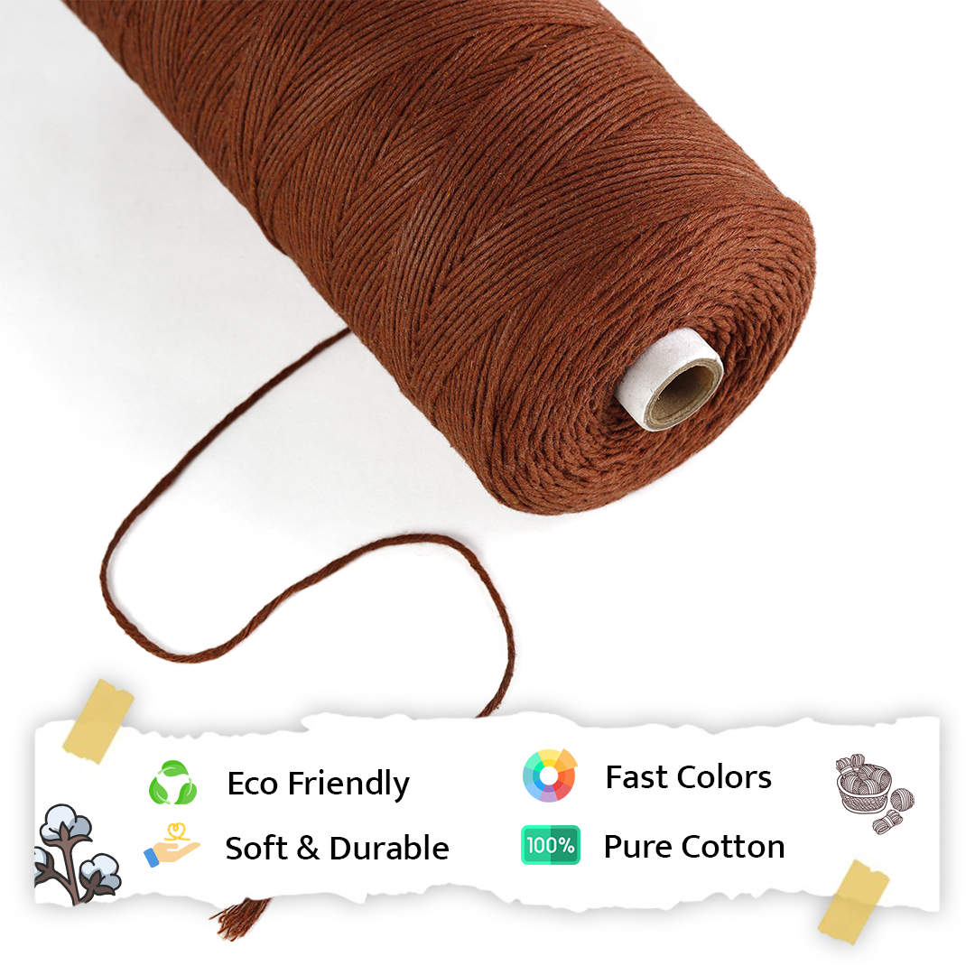 1mm Single Strand | Chocolate | 750 Metres | 1kg Spool | Cotton |No 06