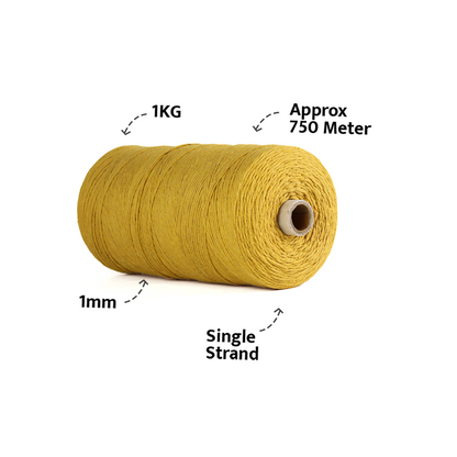 1mm Single Strand | Mustard | 750 Metres | 1kg Spool | Cotton |No 07