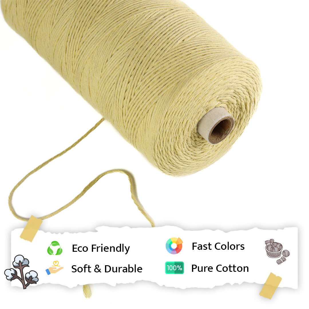 1mm Single Strand | Light Yellow | 750 Metres | 1kg Spool | Cotton |No 09