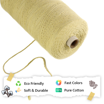 1mm Single Strand | Light Yellow | 750 Metres | 1kg Spool | Cotton |No 09