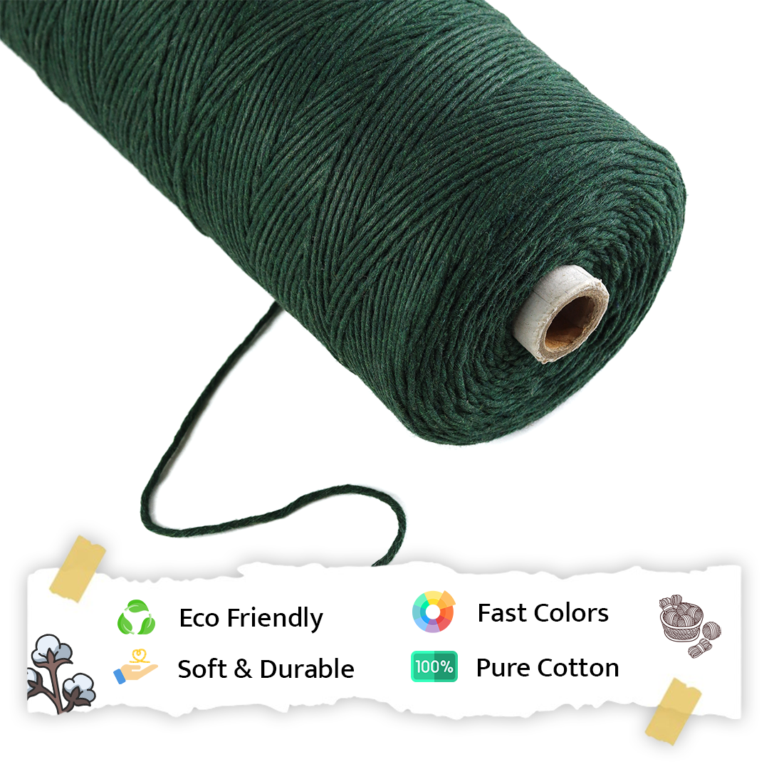 1mm Single Strand | Forest Green | 750 Metres | 1kg Spool | Cotton |No 10